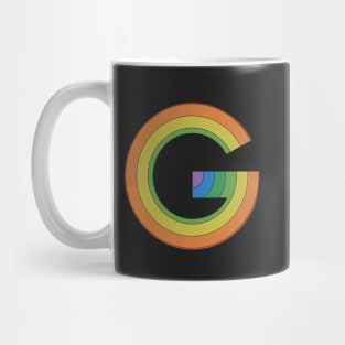 Retro Rainbow 'G' Sticker Mug